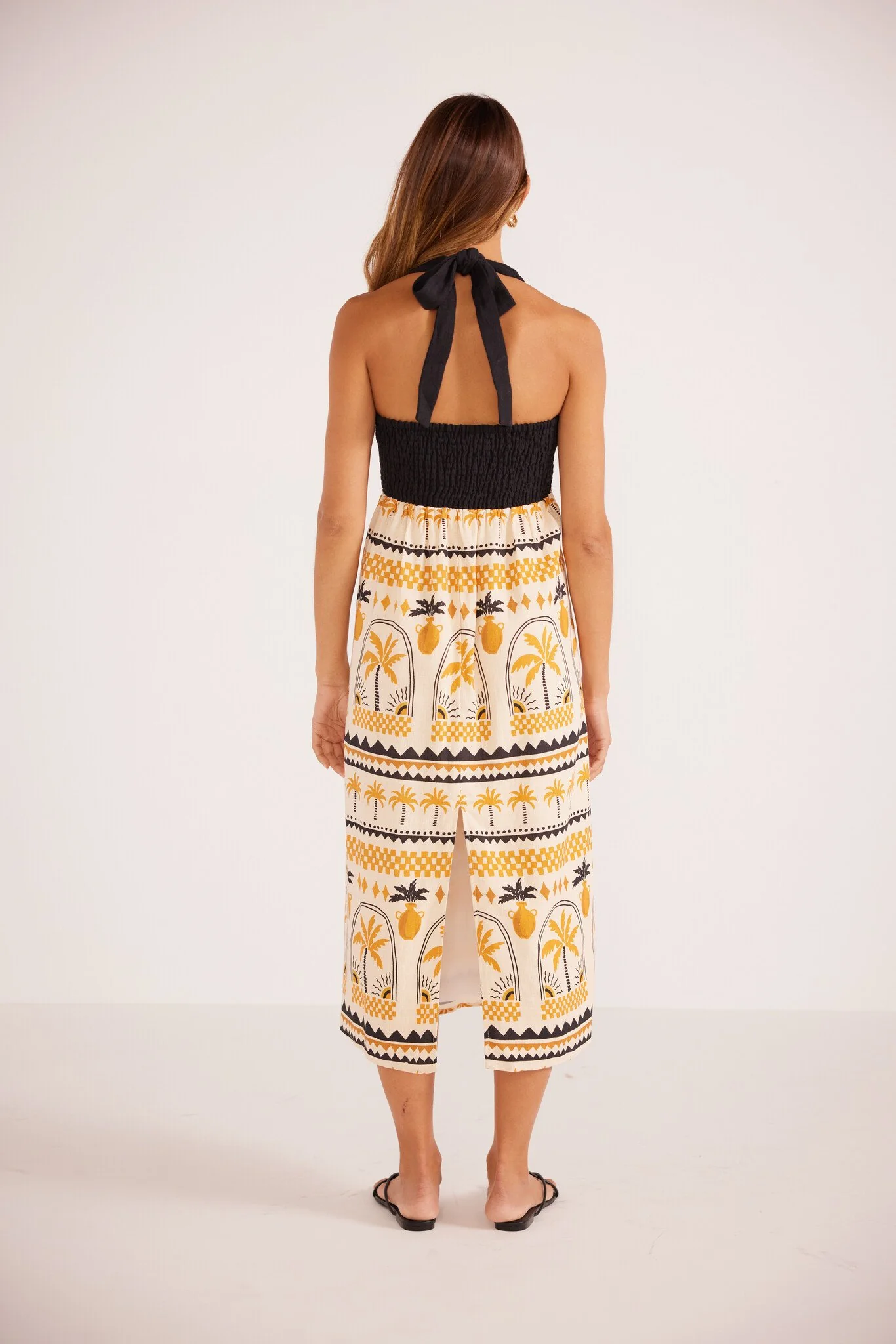 Minkpink Hestia Halter Neck Midi Dress in Ivory Gold - Image 3