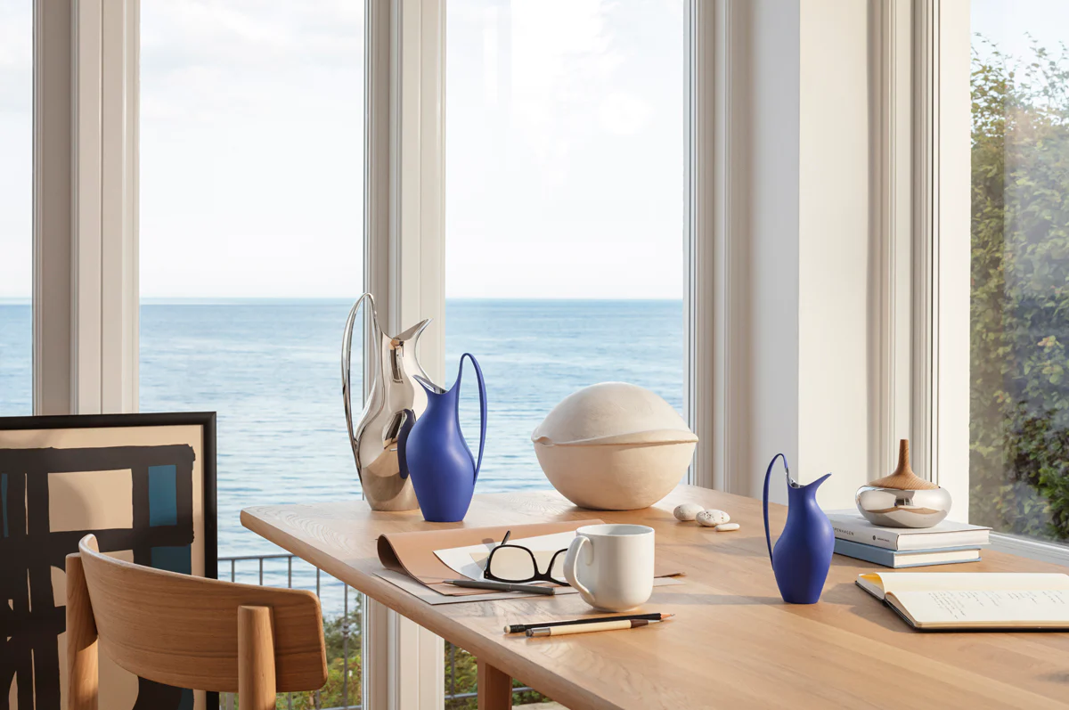Georg Jensen Henning Koppel Pitcher Stainless Steel in Iconic Blue - Image 2