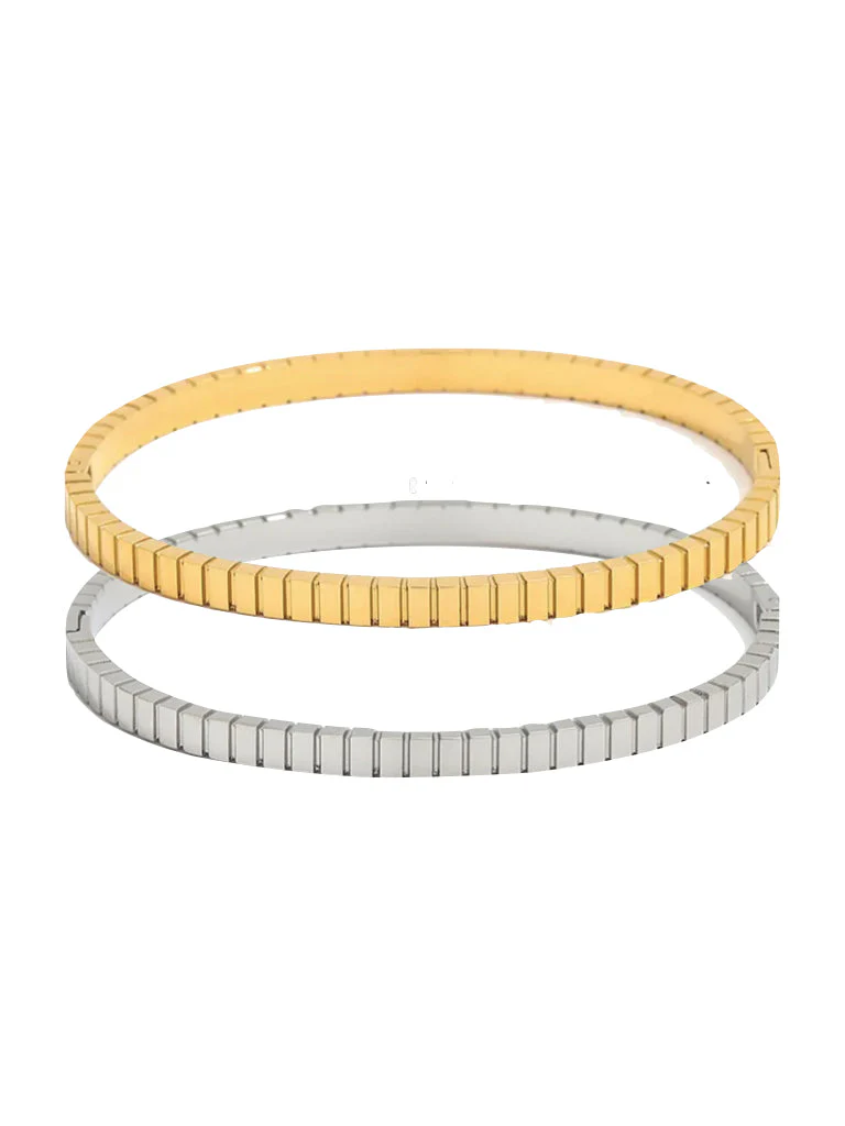Farrah B In The Groove Bangle Bracelet in Silver - Image 2