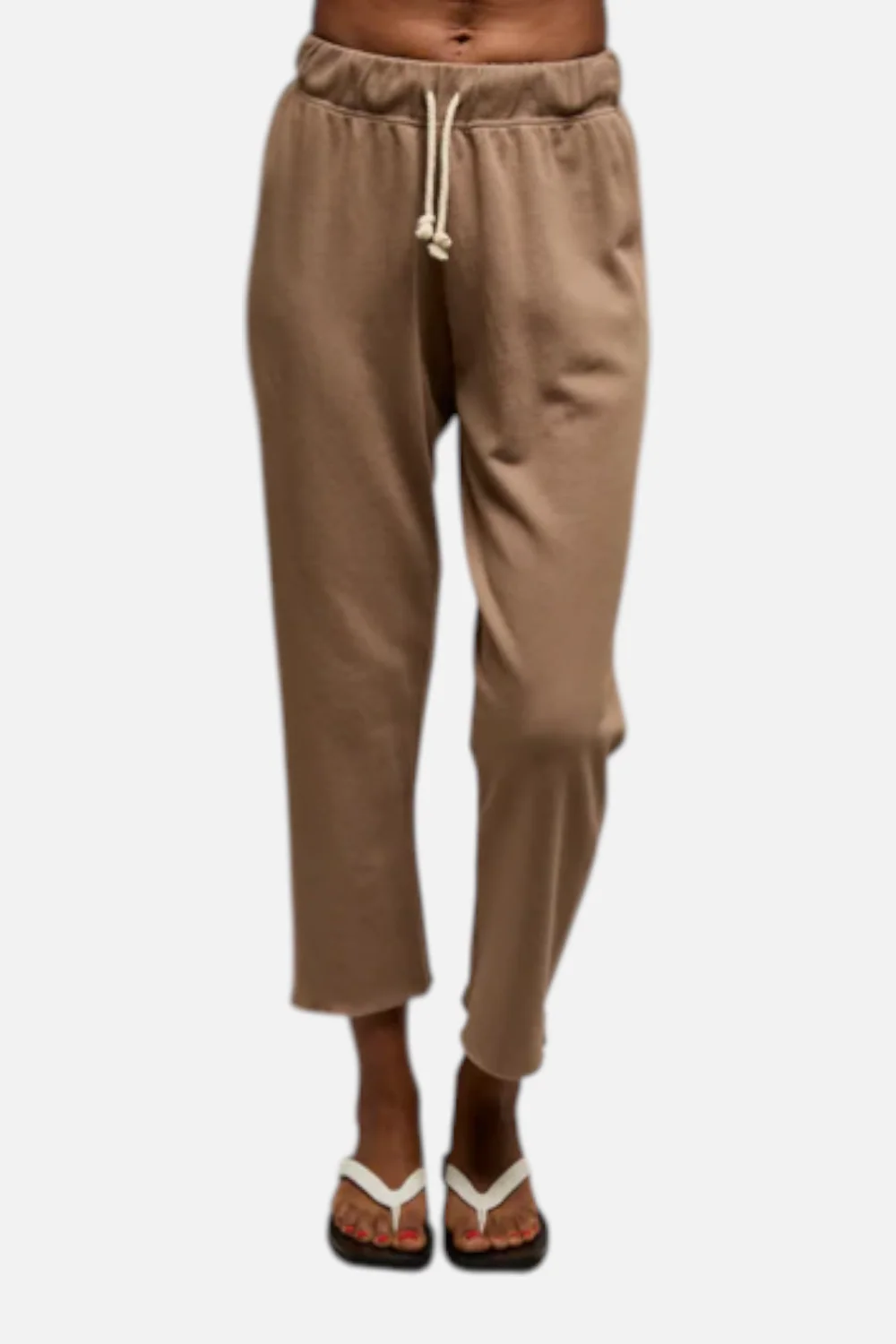 Perfect White Tee Jamaica Beach Fleece Capri Pant in Mocha - Image 2
