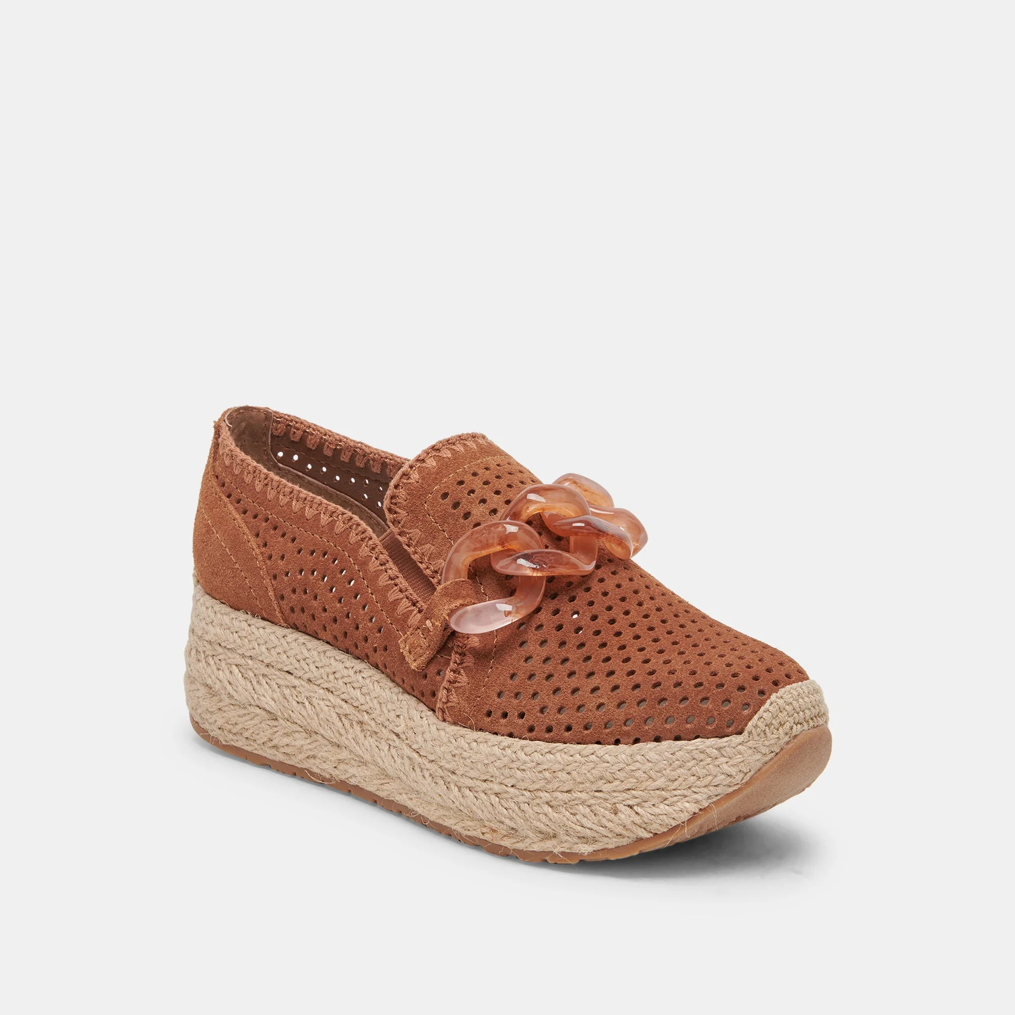 Dolce Vita Jhenee Espadrille Sneakers in Pecan Perforated Suede - Image 2