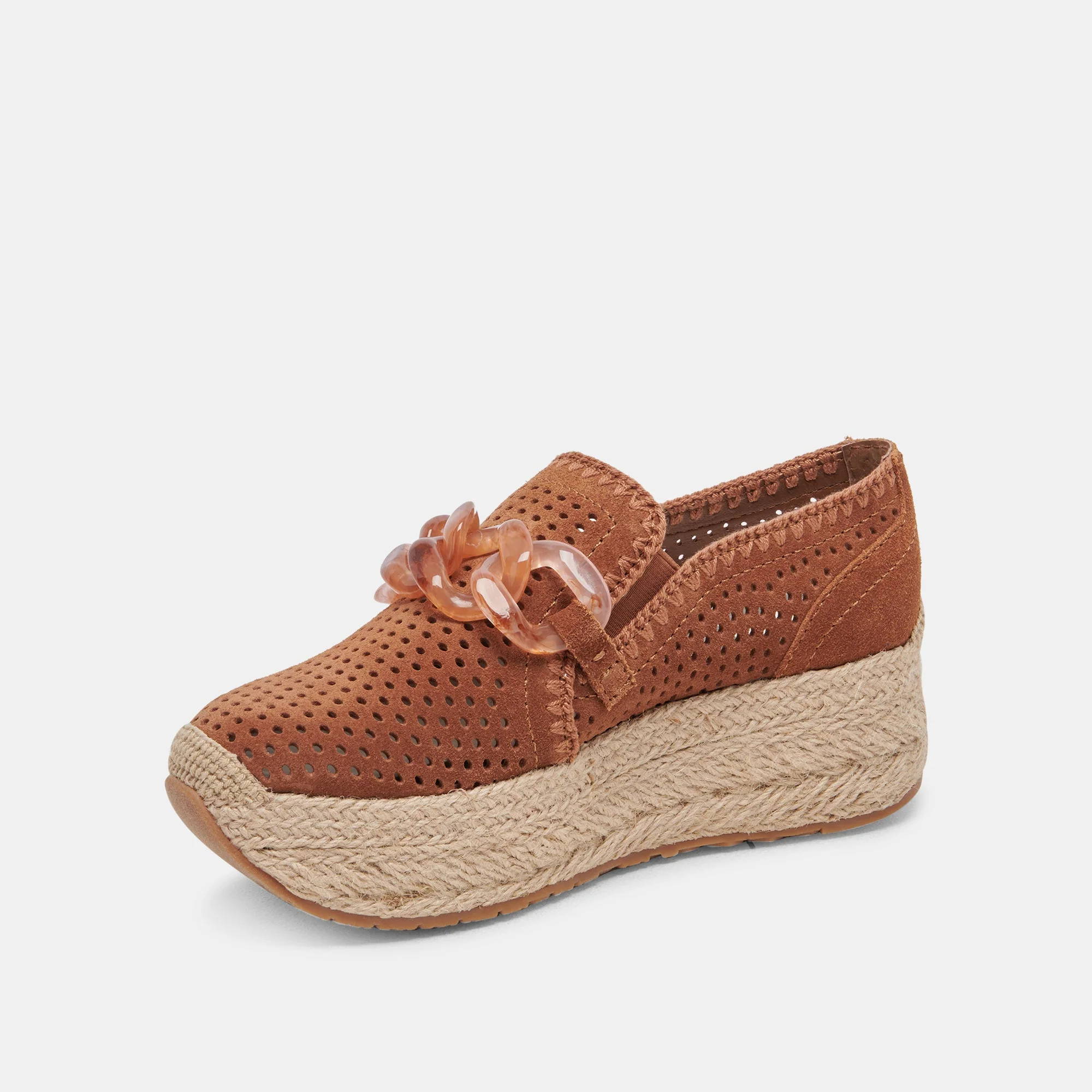 Dolce Vita Jhenee Espadrille Sneakers in Pecan Perforated Suede - Image 4