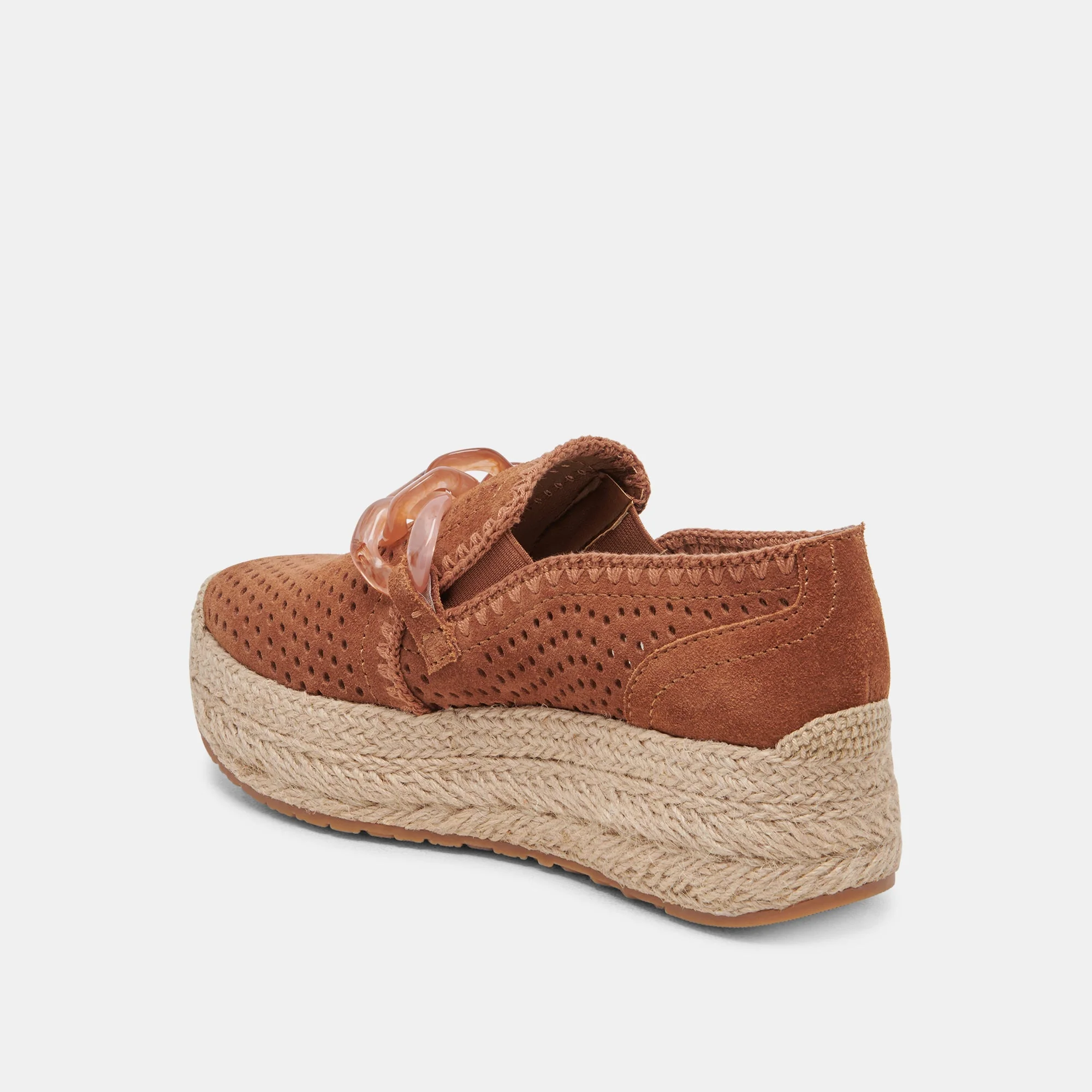 Dolce Vita Jhenee Espadrille Sneakers in Pecan Perforated Suede - Image 5