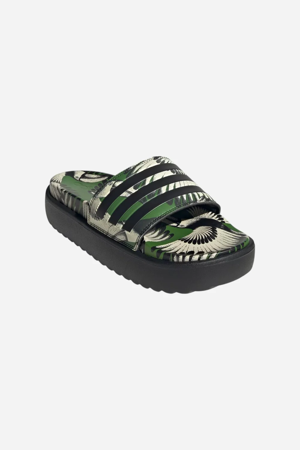 Adidas Adilette Platform Slides in Crew Green / Core Black / Core Black - Image 4