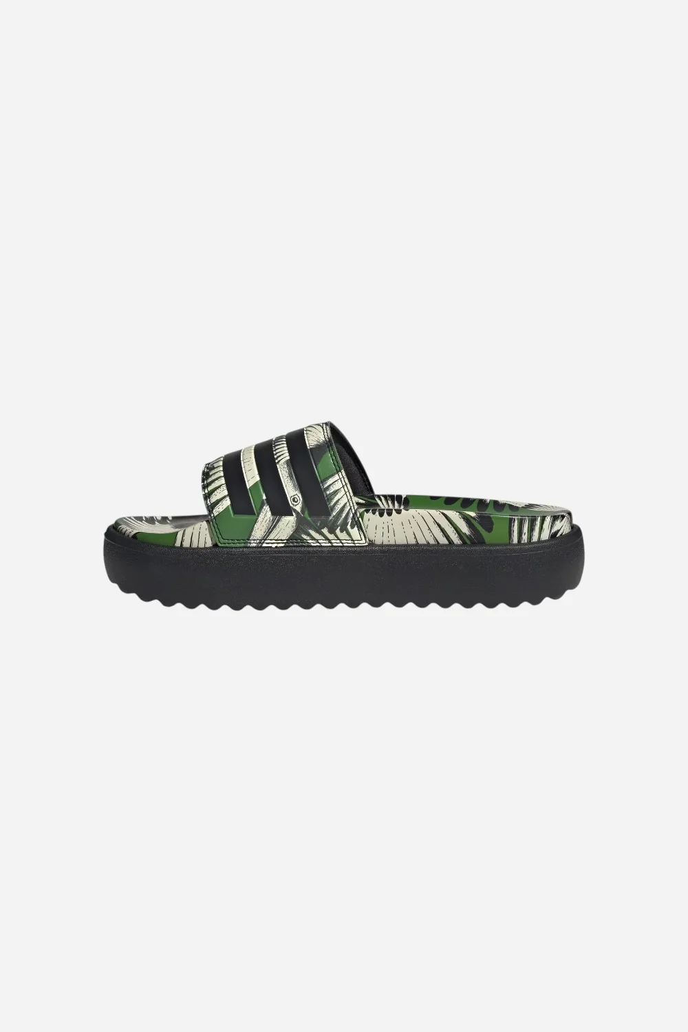 Adidas Adilette Platform Slides in Crew Green / Core Black / Core Black - Image 6
