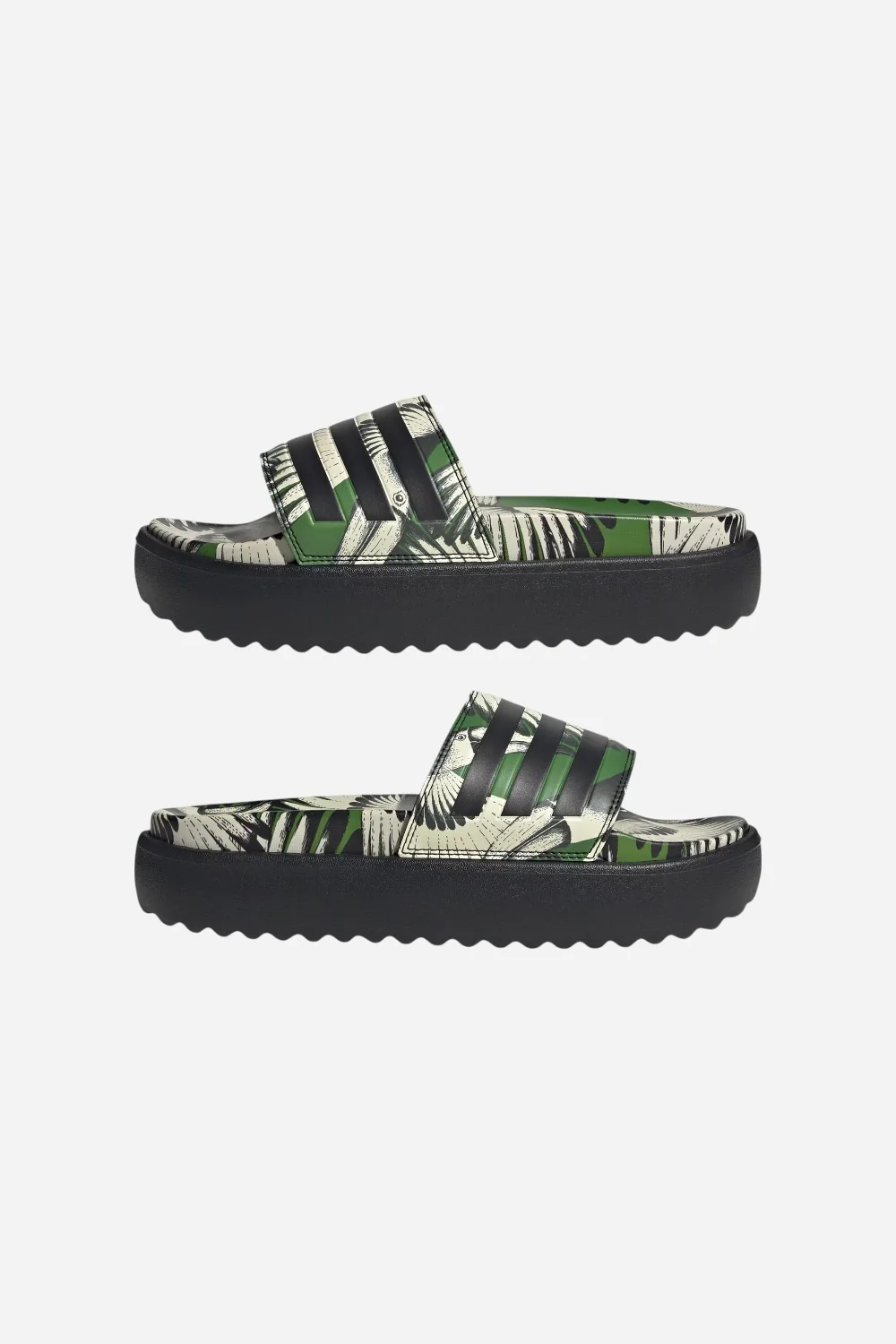 Adidas Adilette Platform Slides in Crew Green / Core Black / Core Black - Image 7
