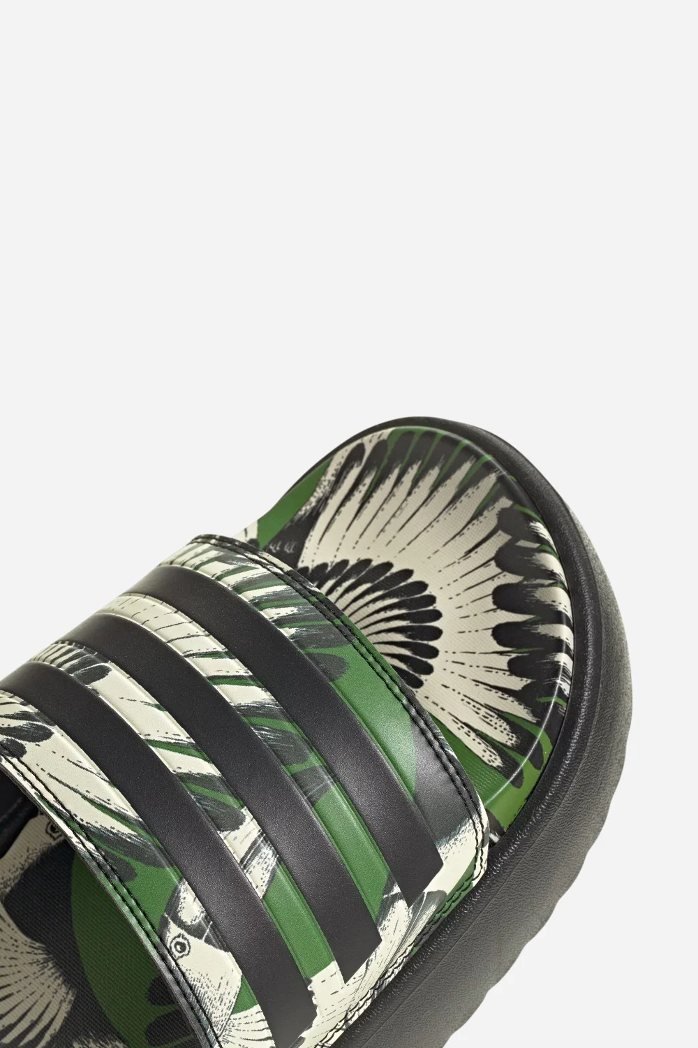 Adidas Adilette Platform Slides in Crew Green / Core Black / Core Black - Image 9