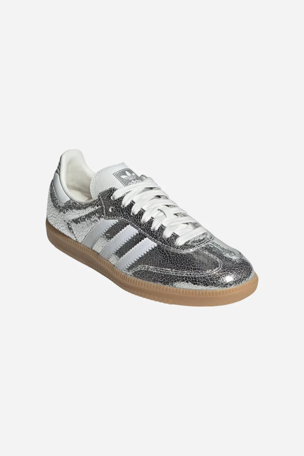 Adidas Samba OG Shoes in Silver Metallic / Cloud White / Core White - Image 4