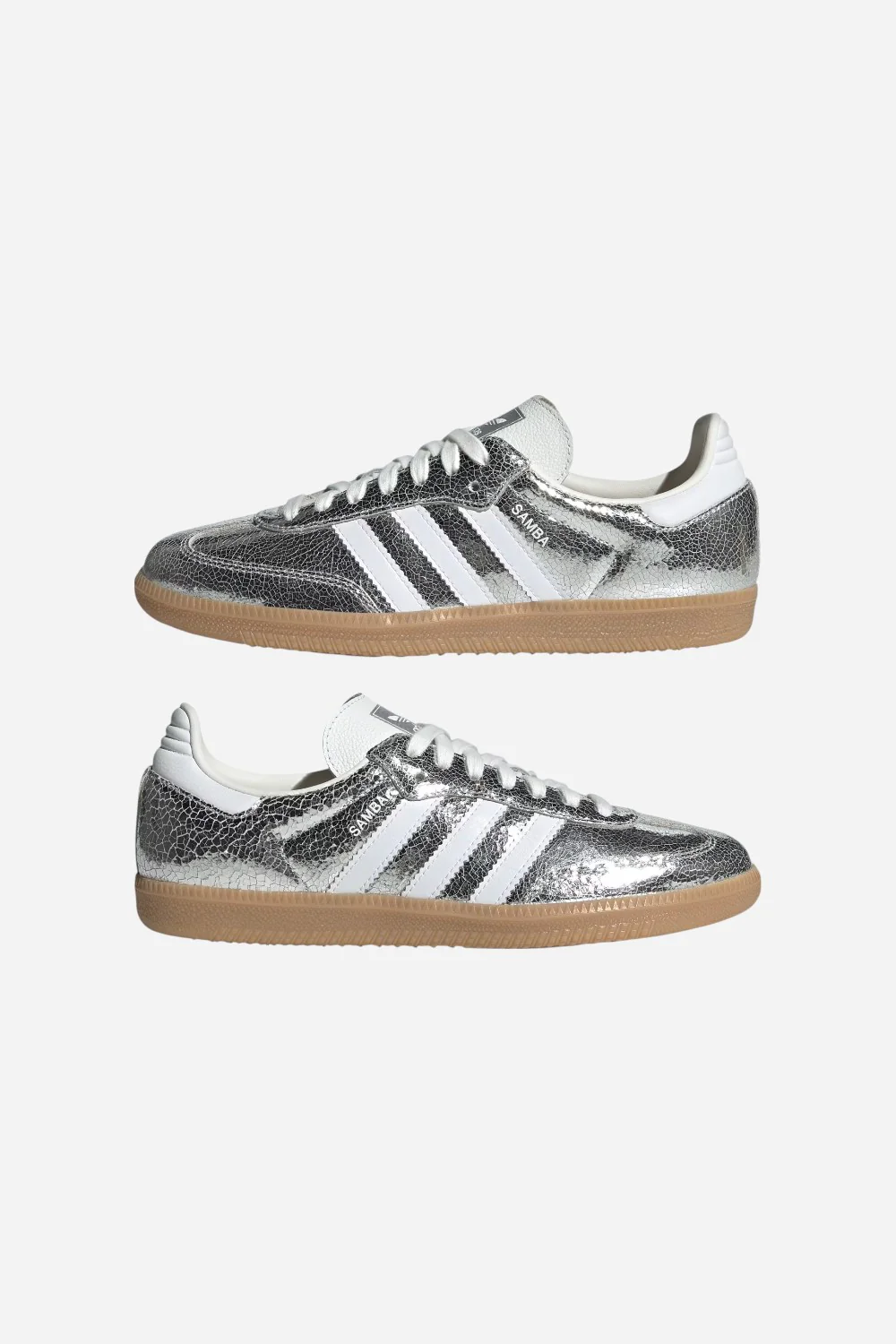 Adidas Samba OG Shoes in Silver Metallic / Cloud White / Core White - Image 7