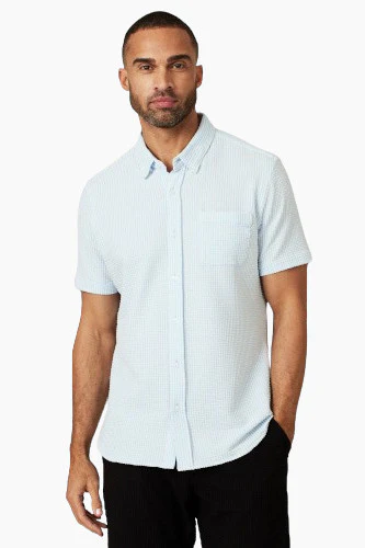 7 Diamonds Keaton Short Sleeve Shirt in Blue