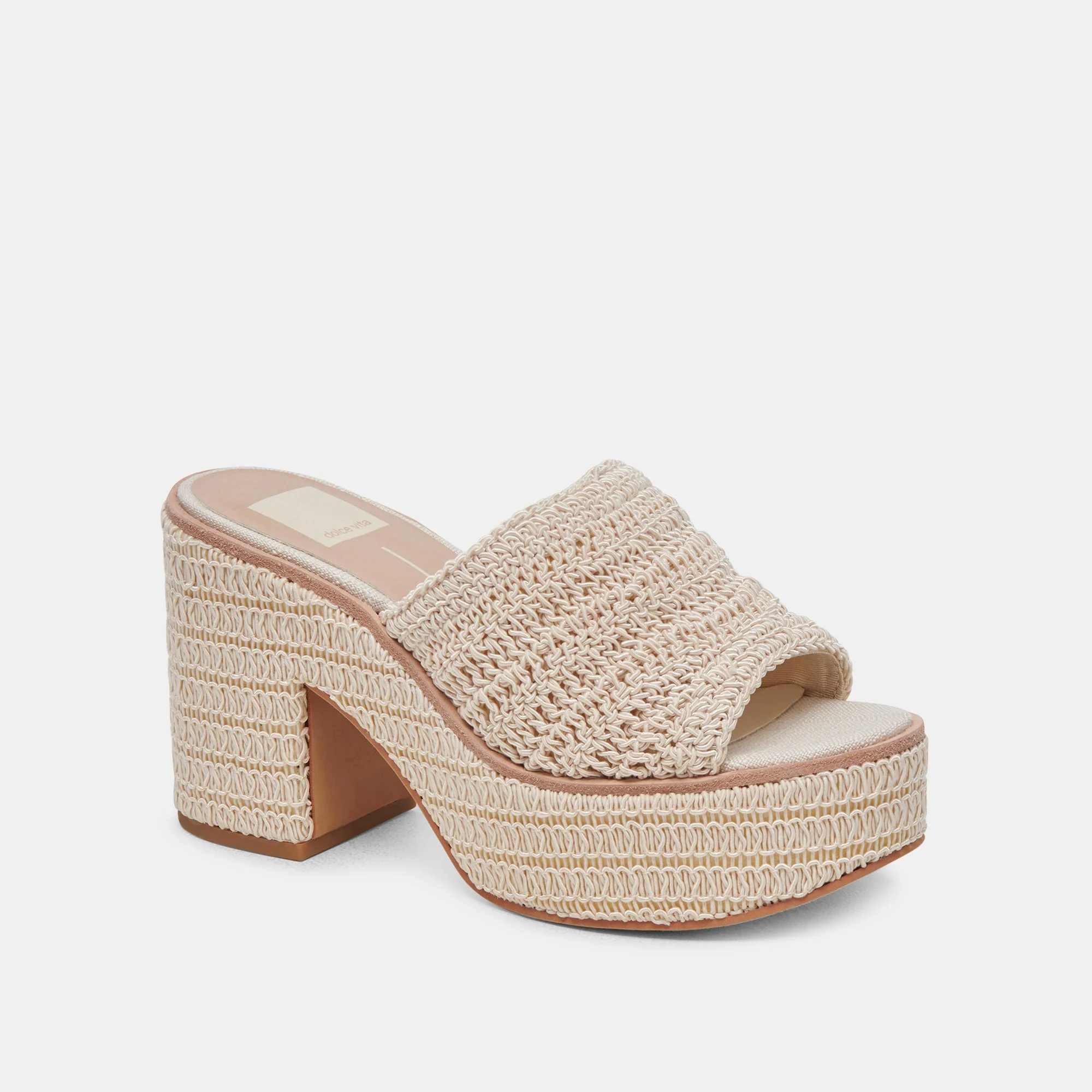 Dolce Vita Ladin Heels in Ivory Woven - Image 2