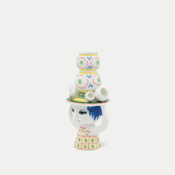 Rosendahl Bjørn Wiinblad Lady with Hat Candle Holder in Pink - 6.3 in - Image 3