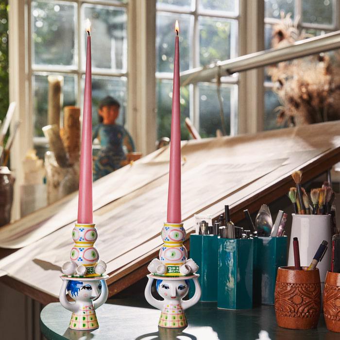Rosendahl Bjørn Wiinblad Lady with Hat Candle Holder in Pink - 6.3 in - Image 5
