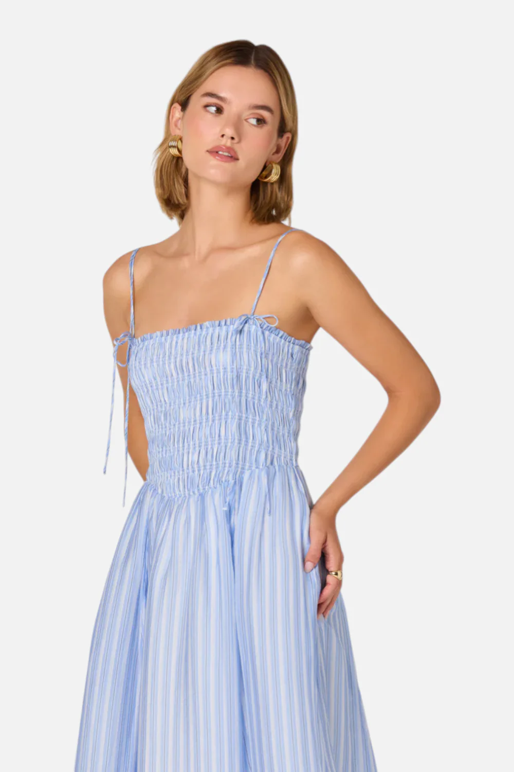 Astr the Label Lahela Smocked Mini Dress in Blue - Image 2