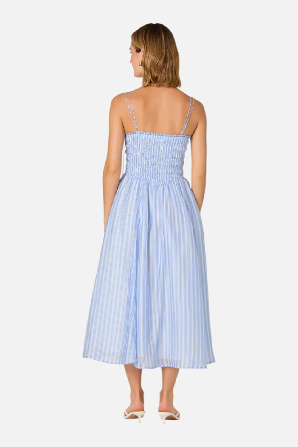 Astr the Label Lahela Smocked Mini Dress in Blue - Image 3