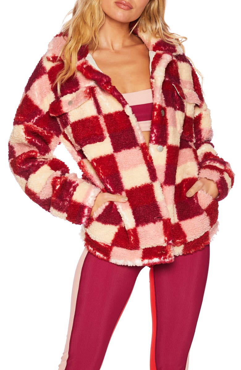 Beach Riot Laurie Jacket in Sangria Check - Image 3