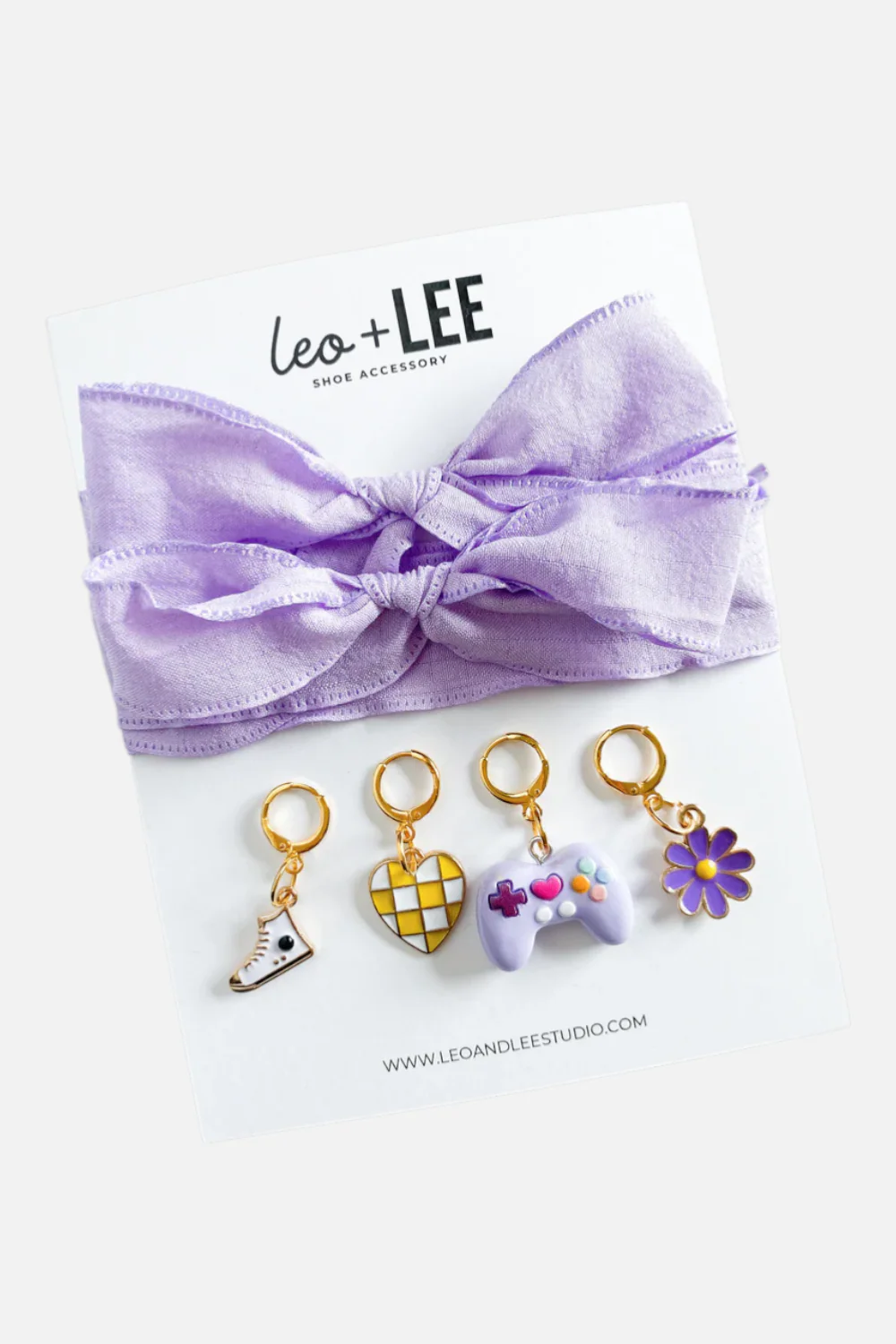 Leo & Lee Kid's Lavender Lace Sneaker Charm Set