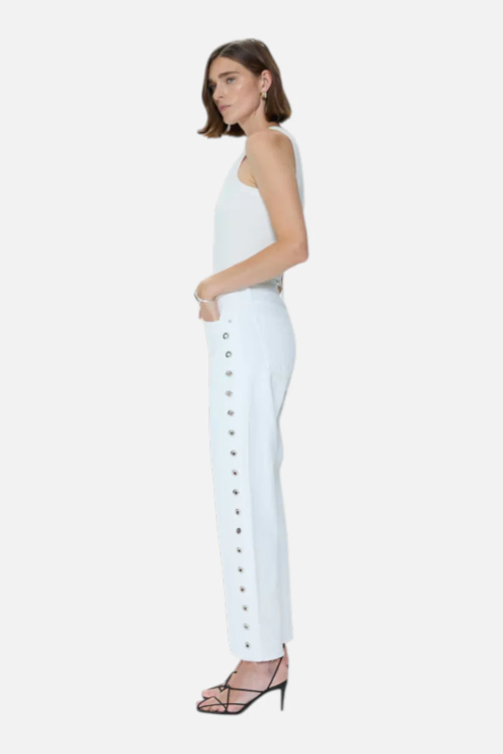 Pistola Lexi Mid Rise Bowed Straight Jean in Vivid White - Image 2