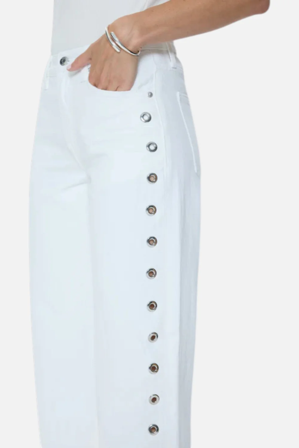 Pistola Lexi Mid Rise Bowed Straight Jean in Vivid White - Image 3