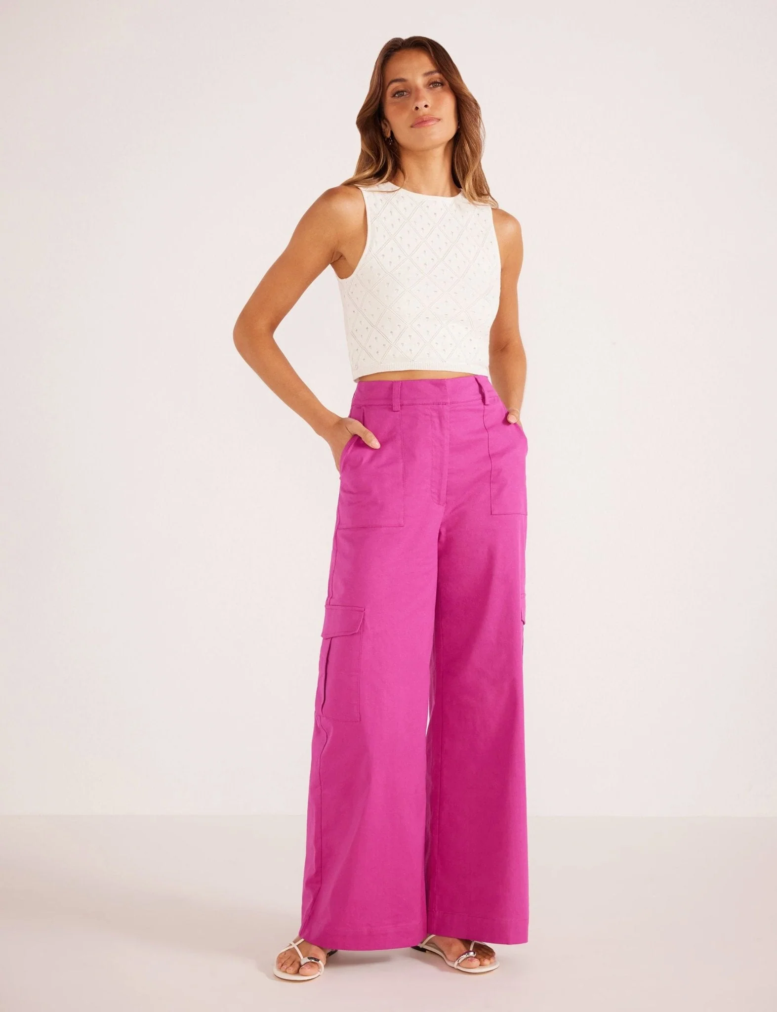 Minkpink Liora Cargo Pocket Pants in Orchid - Image 3