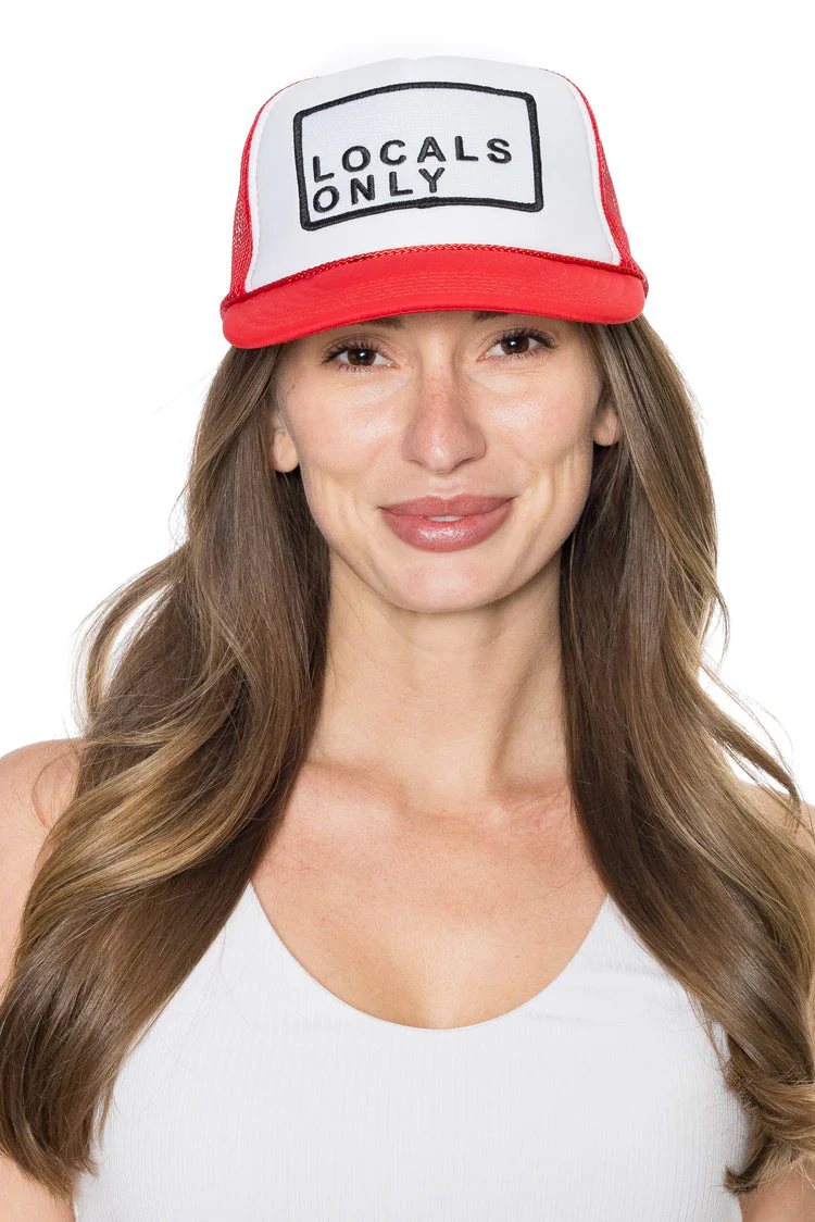 Friday Feelin Locals Only Trucker Hat in Red Split - Image 2