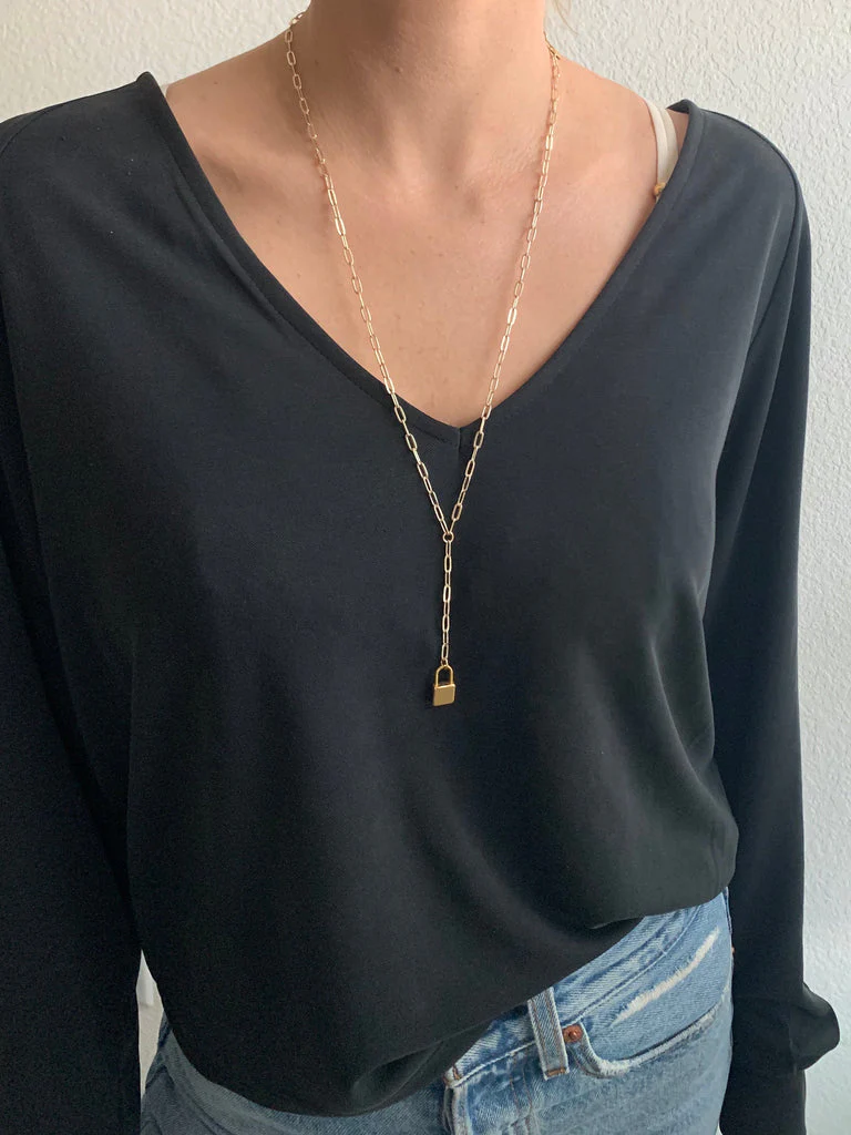 Farrah B Locked in Lariat Necklace - Image 2