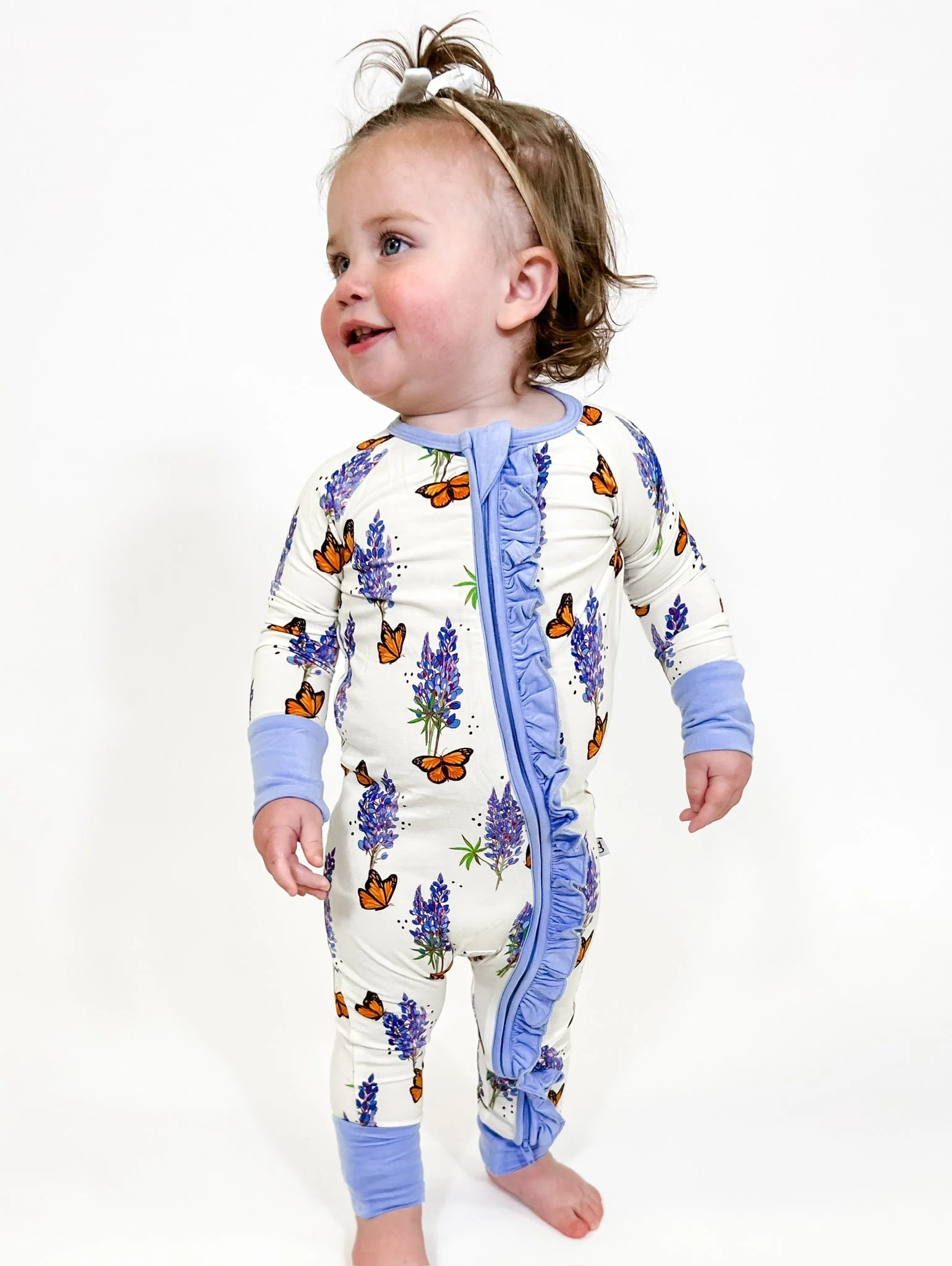 Goosies Long Sleeve Zip PJs in Bluebonnets - Image 2