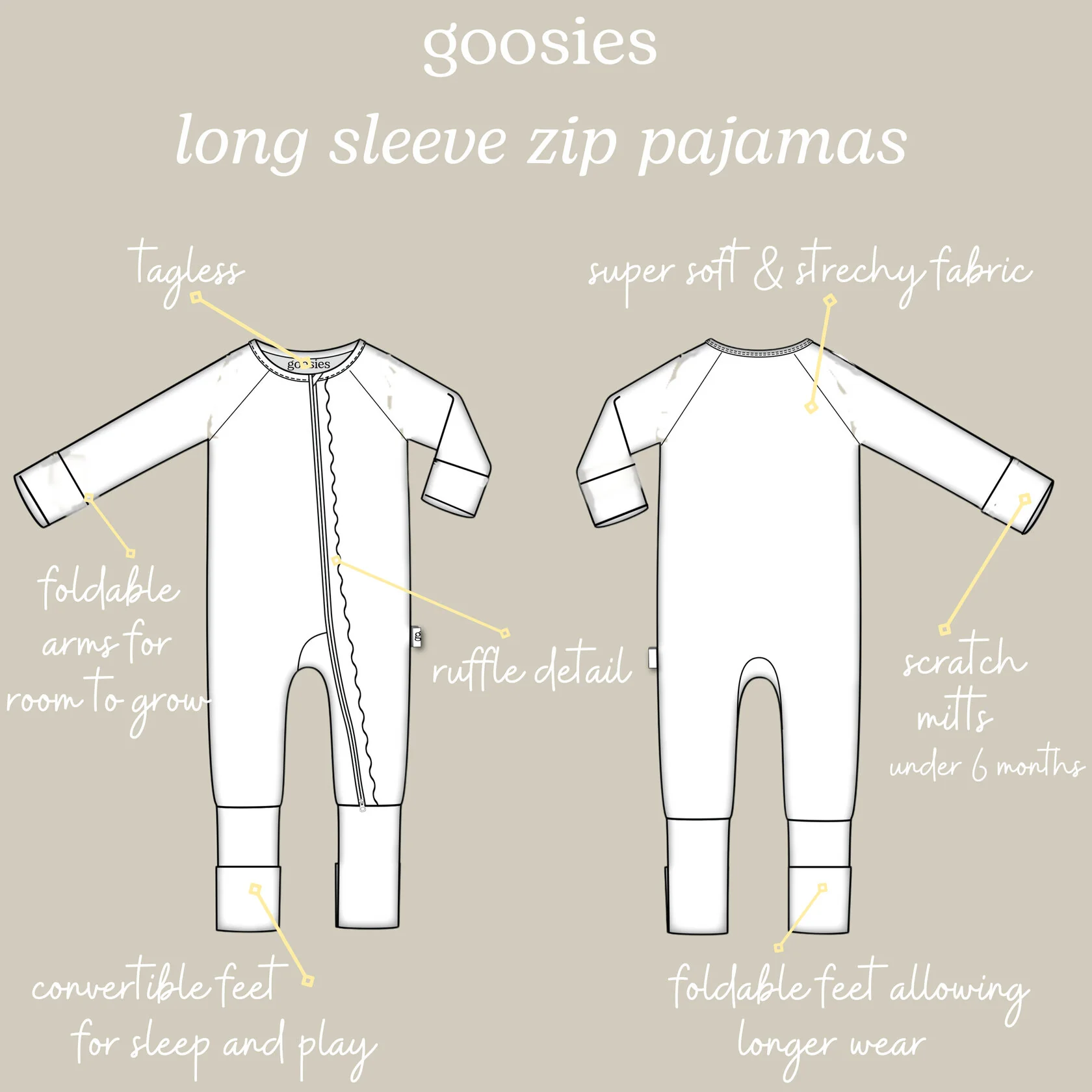Goosies Long Sleeve Zip PJs in Bluebonnets - Image 3