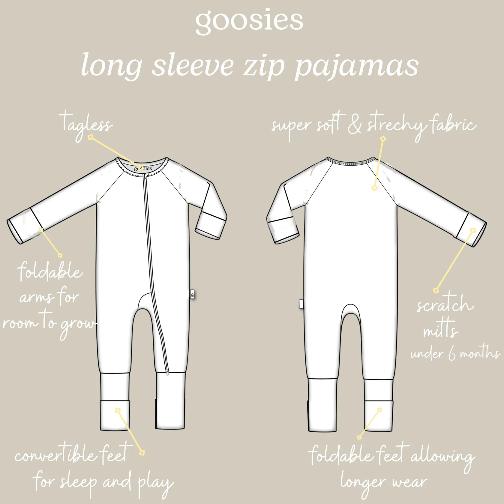 Goosies Long Sleeve Zip PJs in Quilt Blue - Image 3