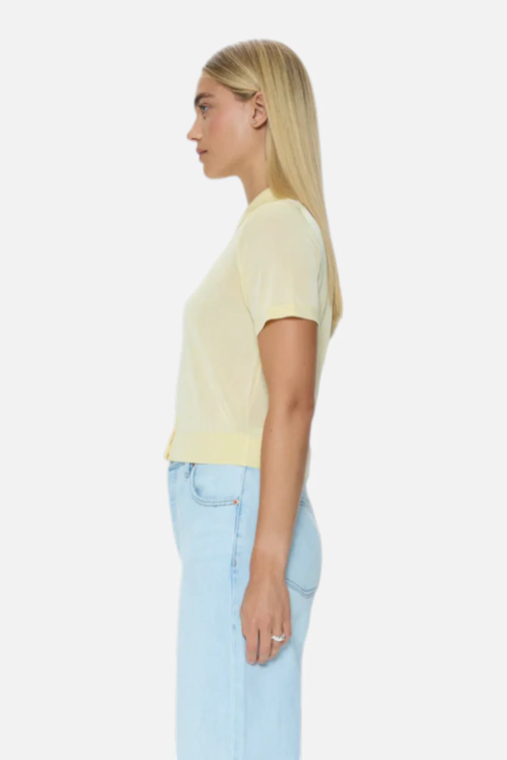 Pistola Short Sleeve Polo Sweater in Pale Yellow - Image 2