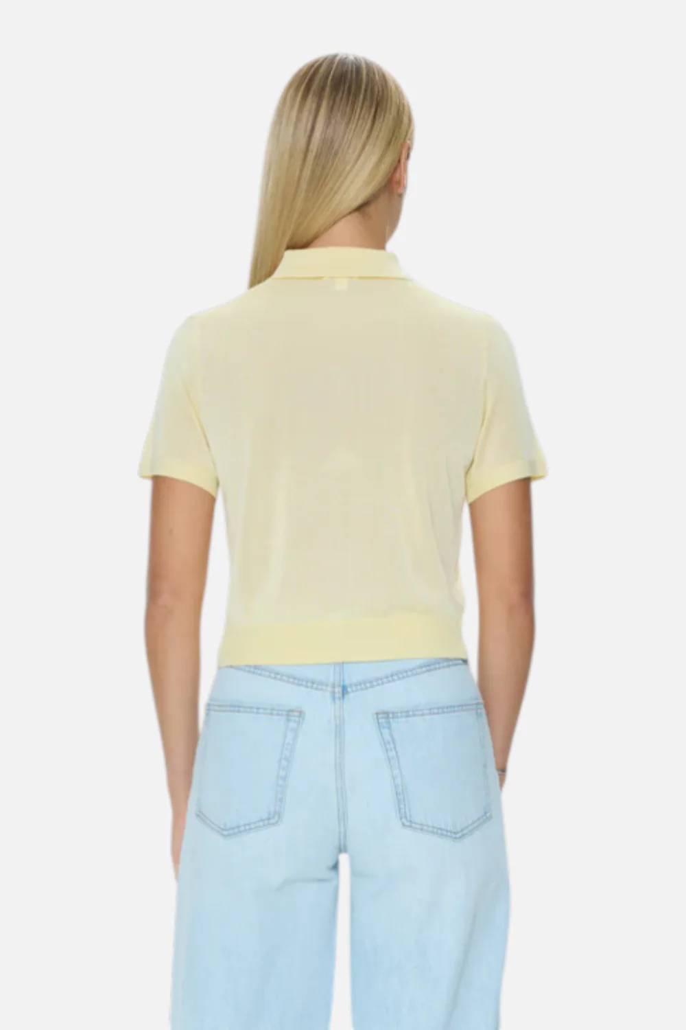 Pistola Short Sleeve Polo Sweater in Pale Yellow - Image 4