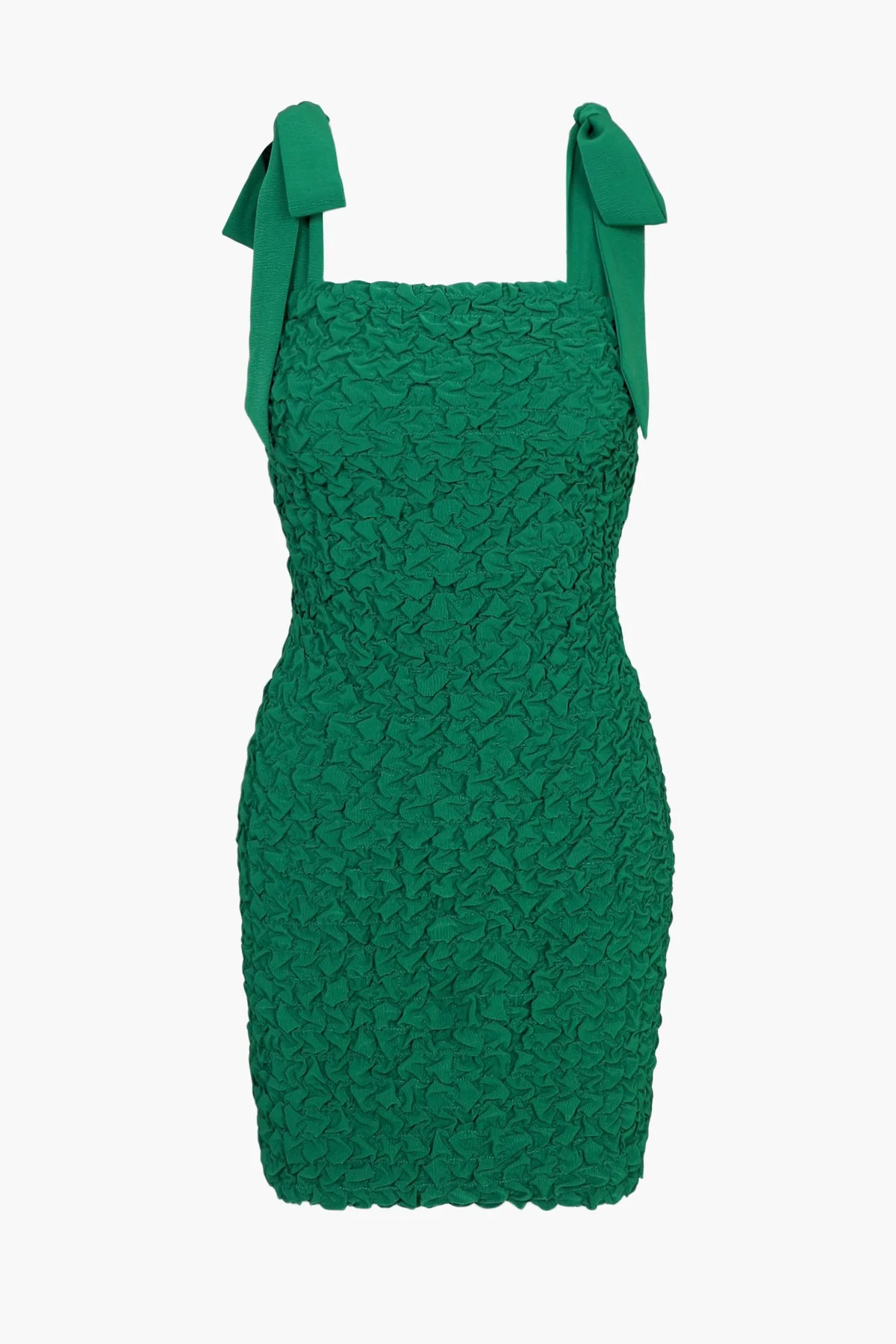 Adelyn Rae Lucy Popcorn Smocked Dress with Tie Shoulders in Cream Green - Image 5