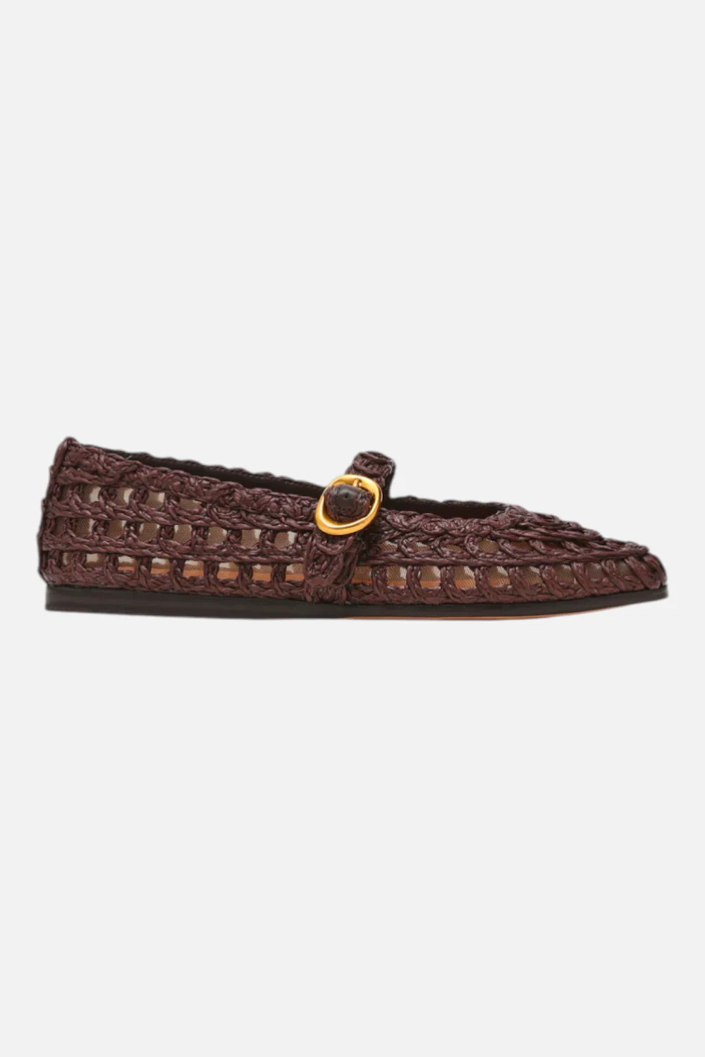 Steve Madden Women's Melody Brown Raffia Mary Jane Woven Buckle Flat