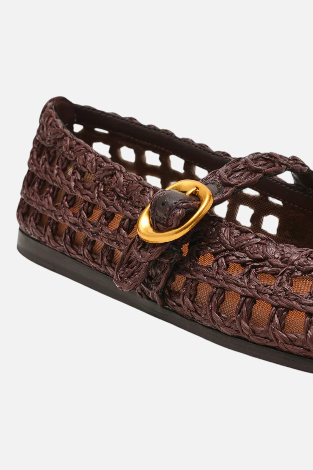 Steve Madden Women's Melody Brown Raffia Mary Jane Woven Buckle Flat - Image 3