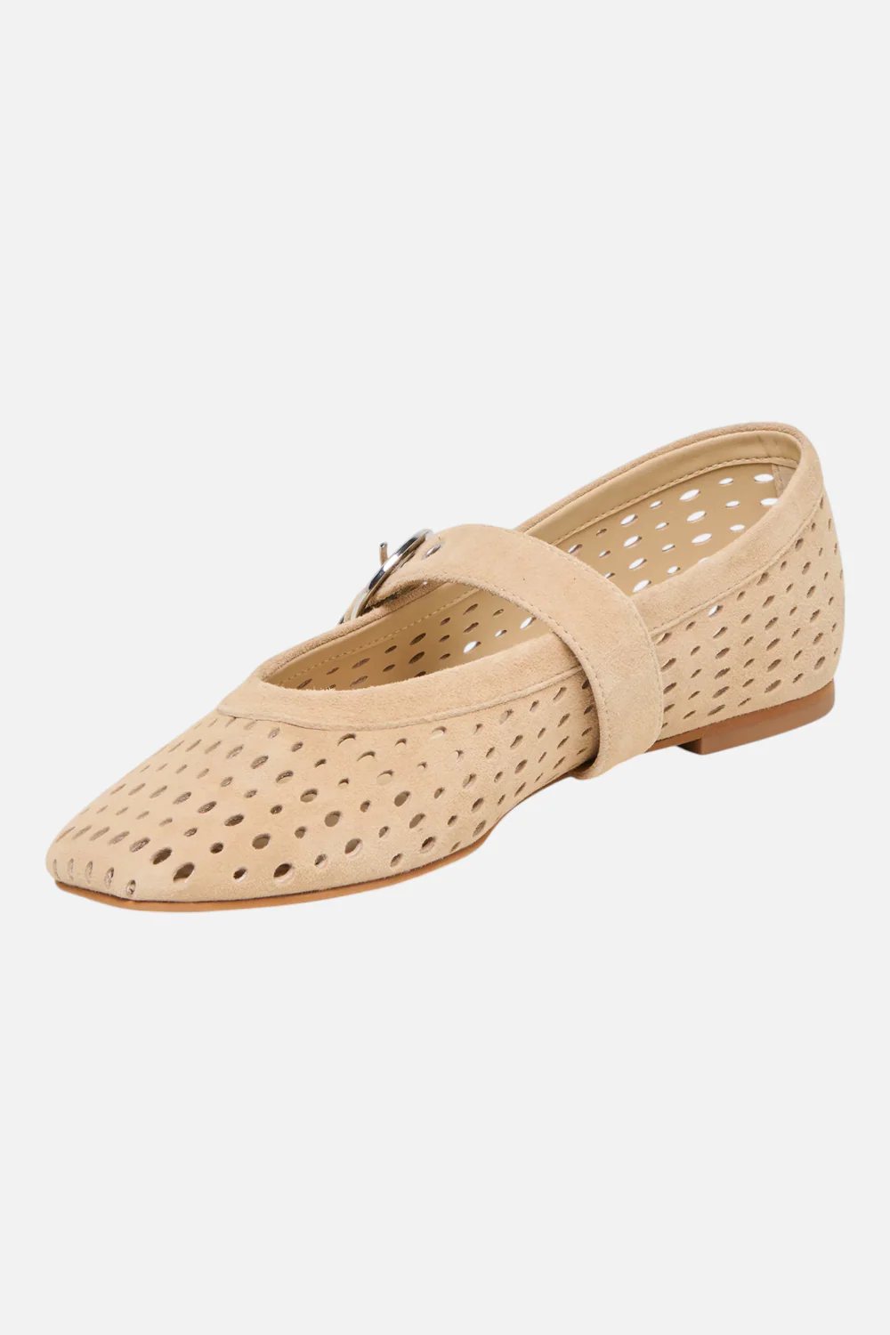Dolce Vita Mikel Camel Perforated Suede Ballet Flat - Image 3