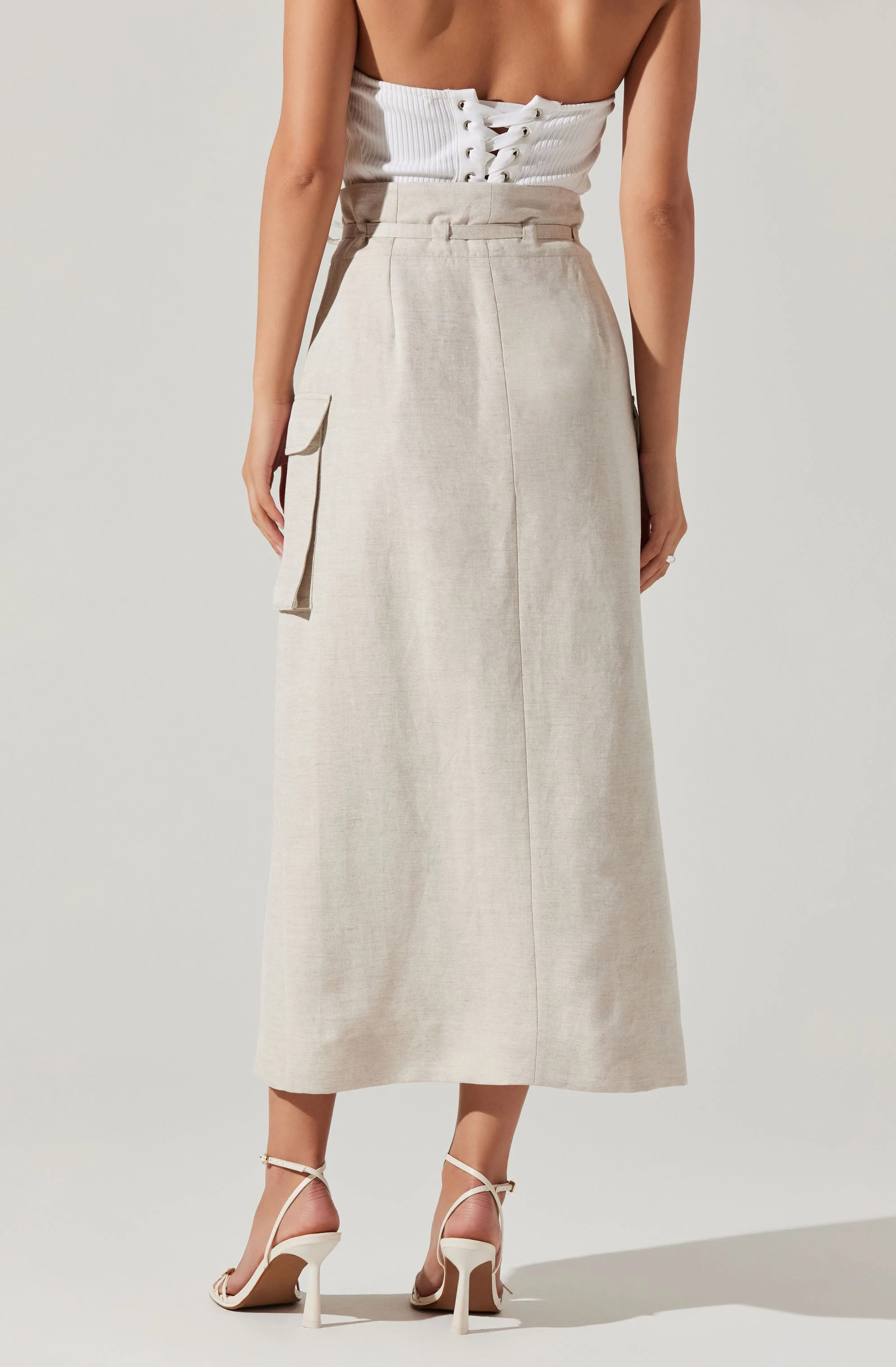 ASTR The Label Nara Wrap Front Midi Skirt in Oatmeal - Image 5