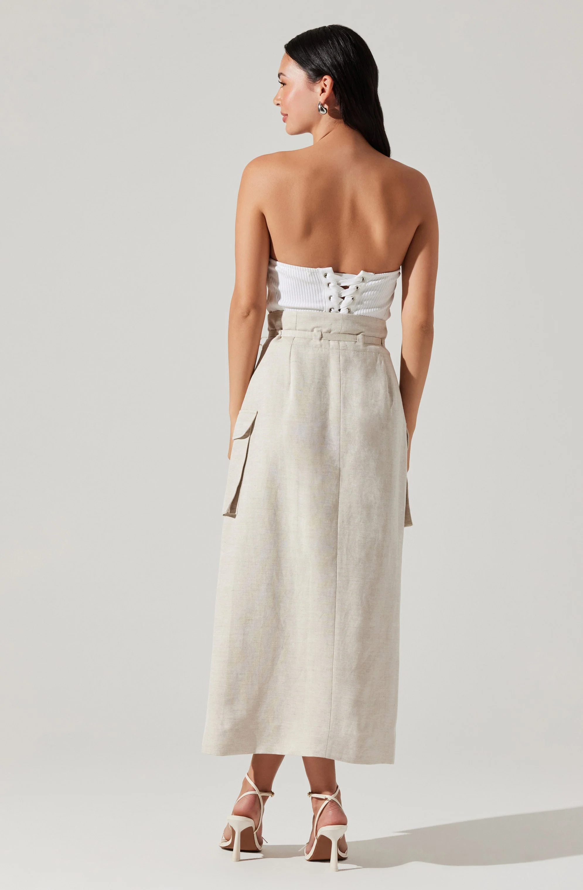ASTR The Label Nara Wrap Front Midi Skirt in Oatmeal - Image 6