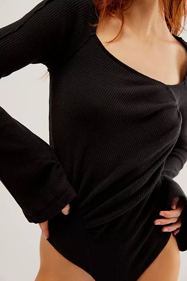 Free People On A Cloud Bodysuit in Black - Image 3