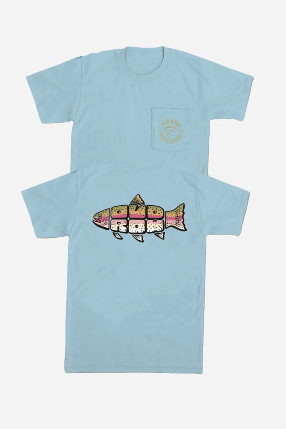 Old Row Outdoors Trout Text Pocket Tee in Chambray