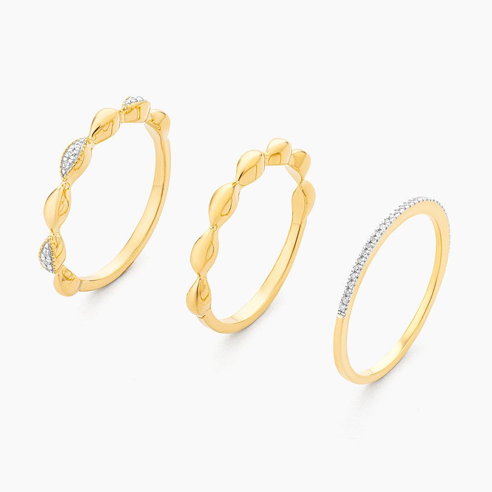Ella Stein Oval Triple Stackable Ring Set in Gold - Size 5 - Image 2