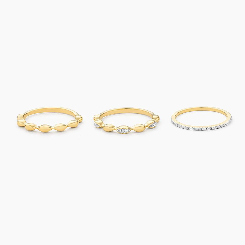 Ella Stein Oval Triple Stackable Ring Set in Gold - Size 5 - Image 4