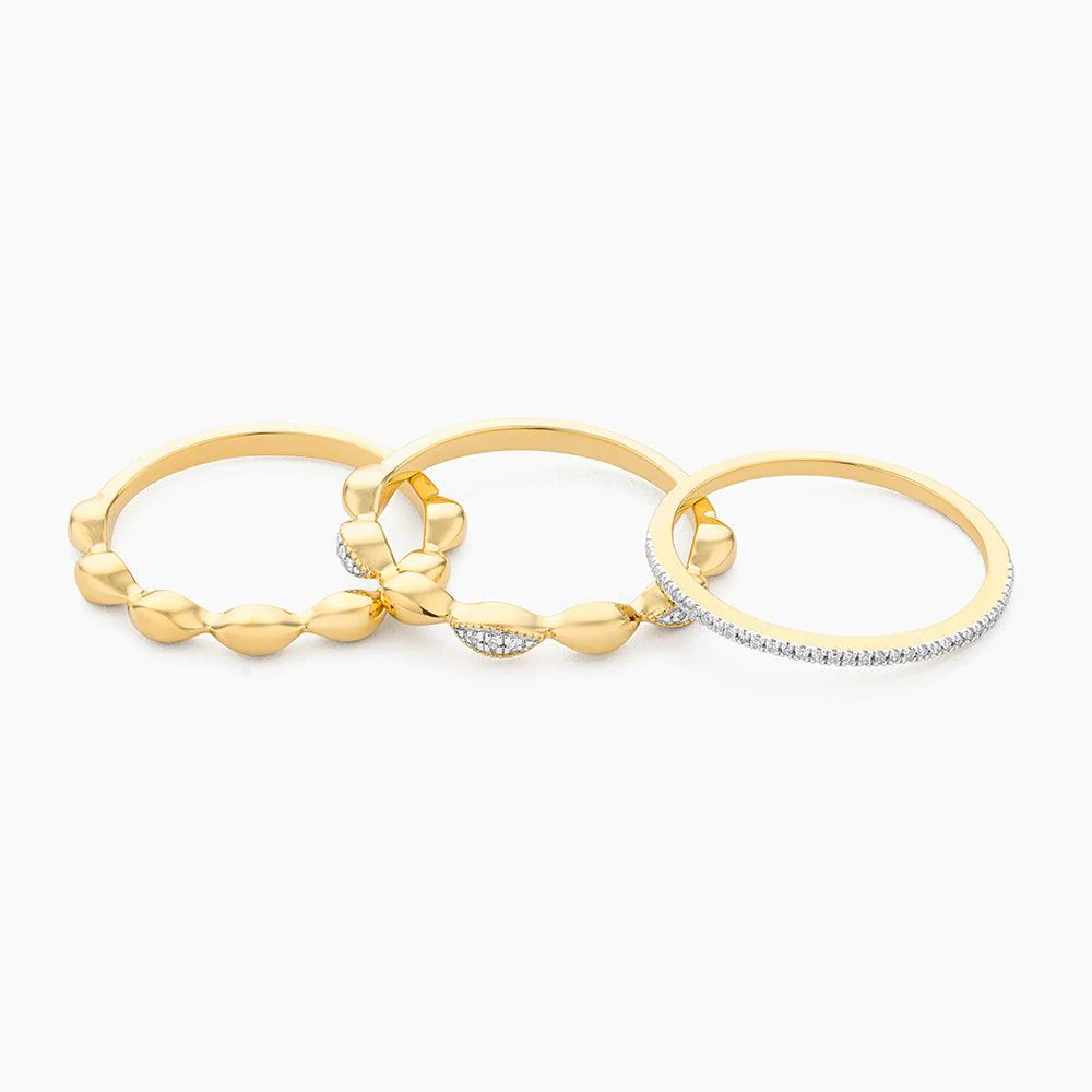Ella Stein Oval Triple Stackable Ring Set in Gold - Size 9 - Image 3