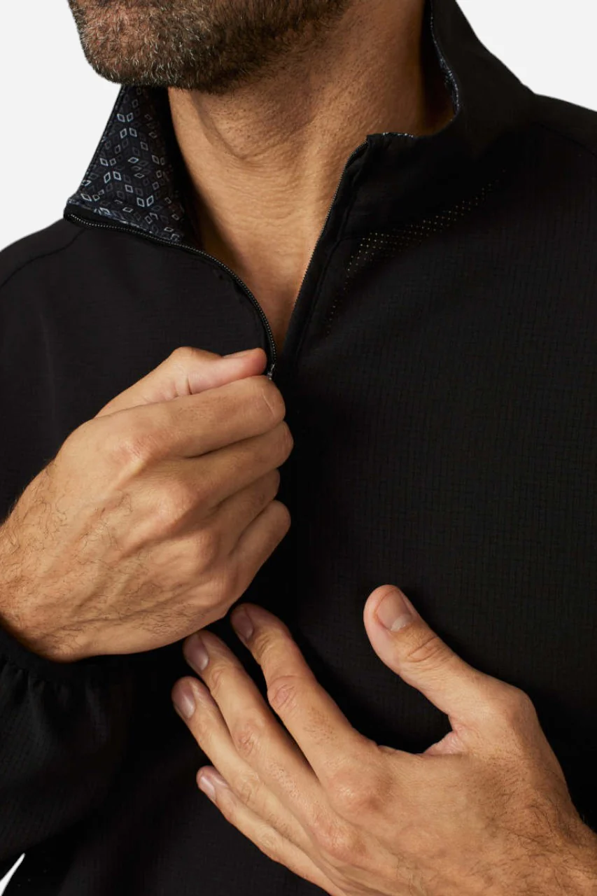 7 Diamonds Oxygenate Solid Quarter-Zip Pullover in Black - Image 5