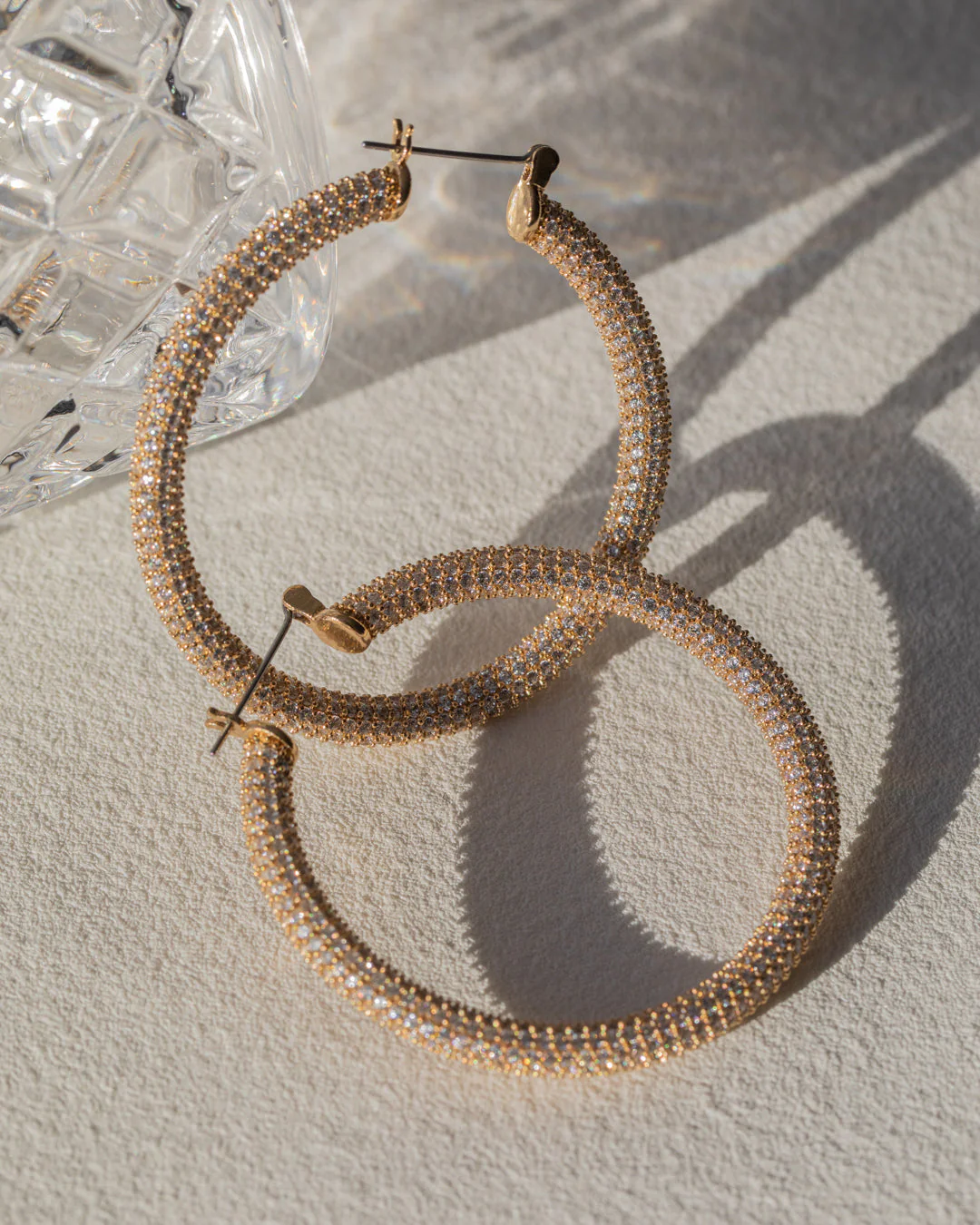 Luv AJ Large Pave Amalfi Hoop Earrings in Gold - Image 2