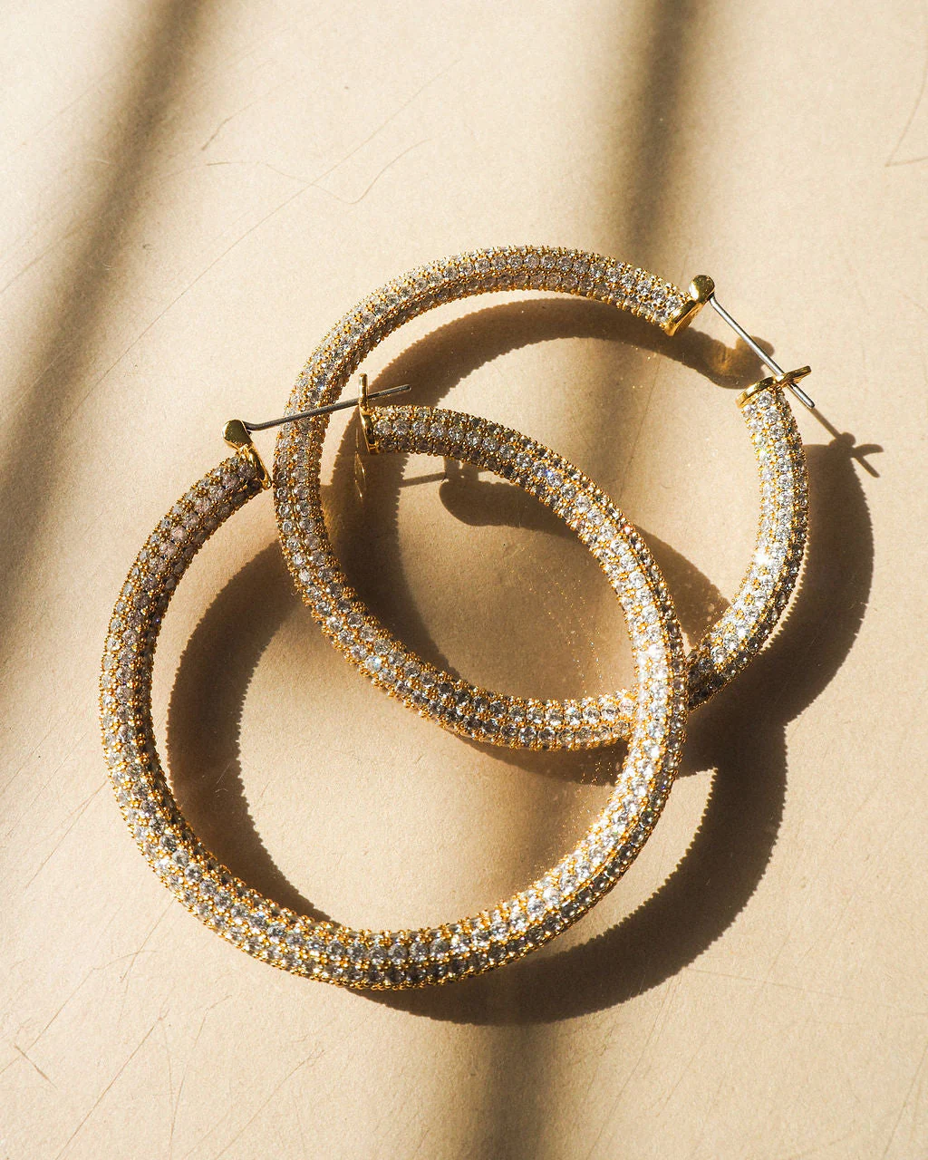 Luv AJ Large Pave Amalfi Hoop Earrings in Gold - Image 4