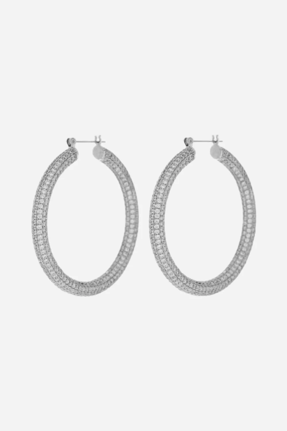 Luv AJ Large Pave Amalfi Hoop Earrings in Silver