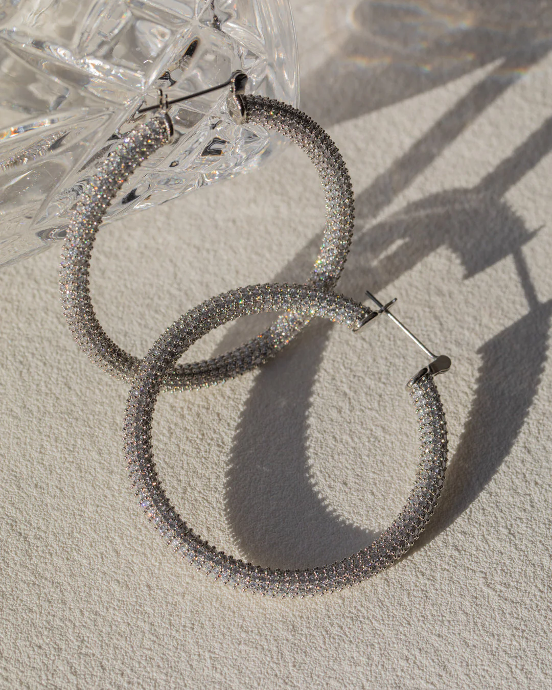 Luv AJ Large Pave Amalfi Hoop Earrings in Silver - Image 3