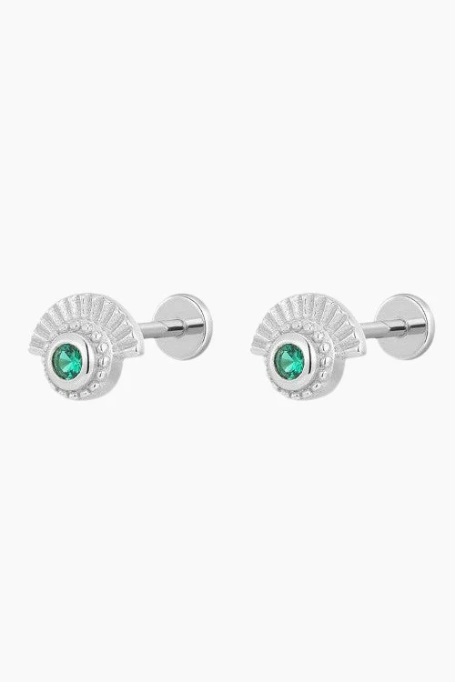 Luv AJ The Pave Flare Fan Stud Earrings in Silver