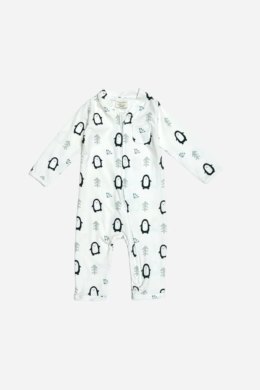 Viverano Penguin Zipper Baby Coverall Jumpsuit in Natural