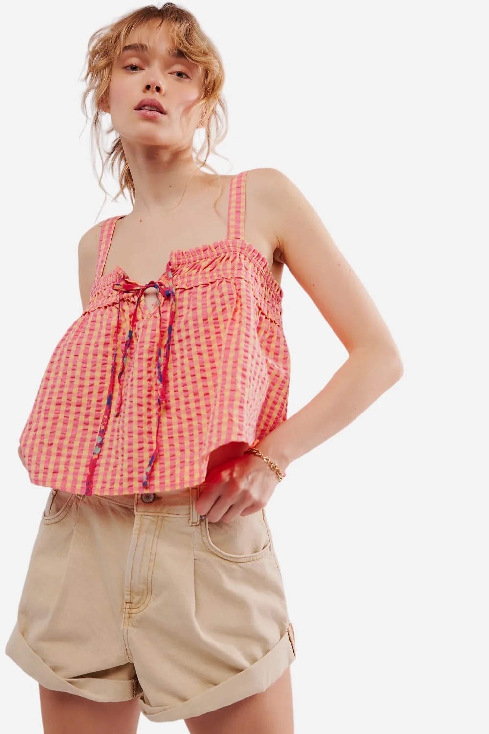 Free People Picnic Party Top in Pink Combo